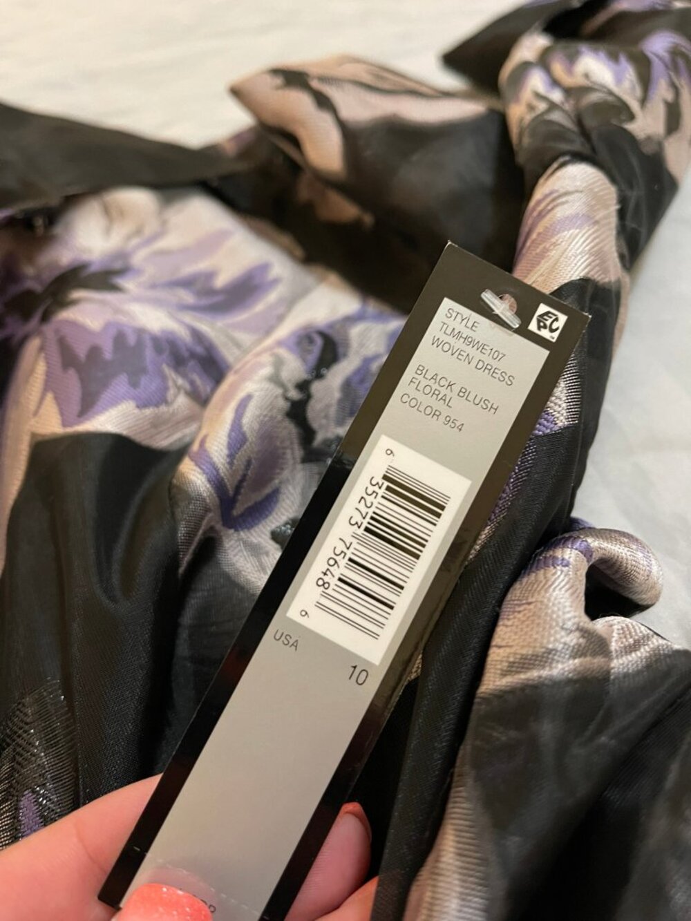 NWT Sz 10 Tahari Arthur S. Levine Black Blush Floral Woven Wrap Dress - Picture 7 of 10